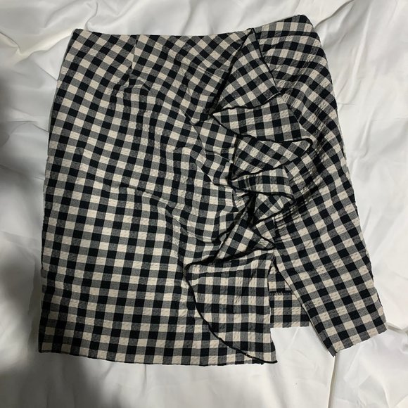 H&M Gingham Skirt with Slit Size 6 - Picture 1 of 4